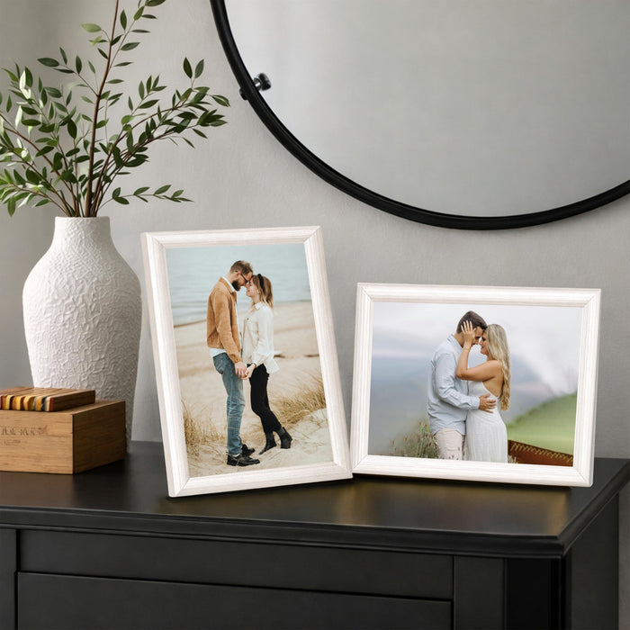 Art Street Picture Table Photo Frame Set of 2 for Bedroom, Tabletop Frames with Stand, Modern Farmhouse Photo Frames for Couples, Weddings, Home Decor, Portrait or Landscape Display (Beige,5x7 Inch)