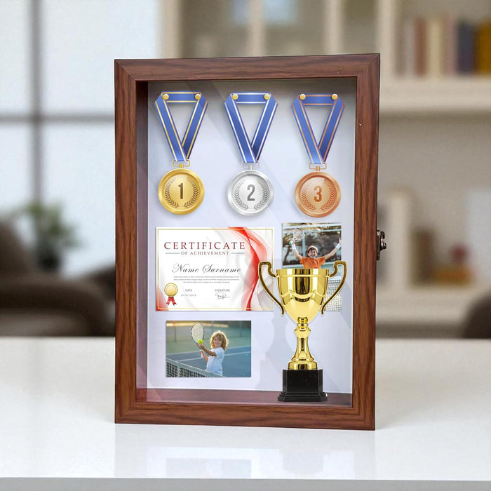 Shadow Box for Memories Memory Collection Box with Slot On Top Beautiful Moments (Brown, A4)