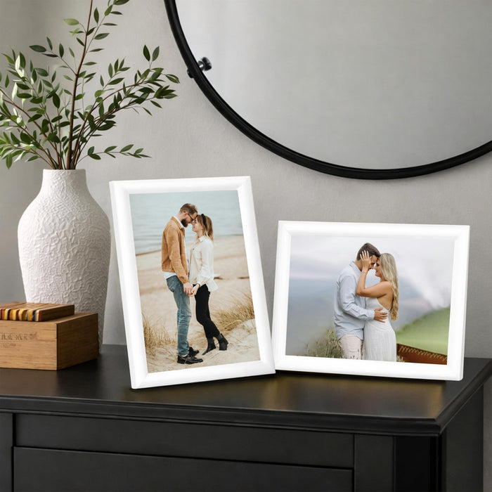 Art Street Picture Table Photo Frame Set of 2 for Bedroom, Tabletop Frames with Stand, Modern Farmhouse Photo Frames for Couples, Weddings, Home Decor, Portrait or Landscape Display (White,5x7 Inch)