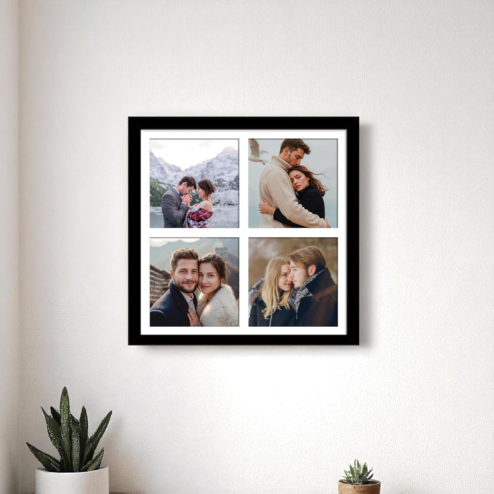 Photo Frame Collage 13x13 cm Photos Display 4 Oppenings Wall Mounting Home Décor Photo-Frame (34x34 cm)