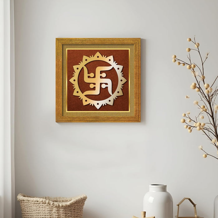 Swastika Yantra for Vastu | Symbols of hinduism Swastik Yantra Wall Décor for Good Luck Charm and Protection for Home, Office Ideal Spiritual Gift for Women and Housewarming (9x9 Inch)