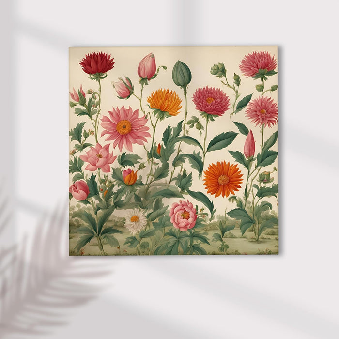 Sunflower Rose Flowers Illustrator, Floral Large Decorative Canvas Modern Art Paintings.