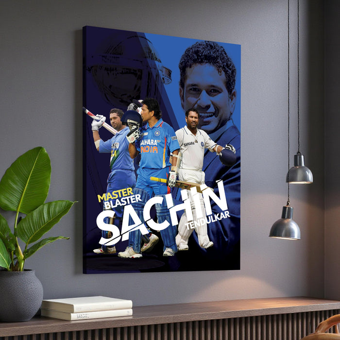 Sachin Tendulkar Wall Art Poster Canvas Painting – Master Blaster Cricket Legend Wall Decor for Living Room, Bedroom, Office & Cricket Lovers | 16 x 22 Inch