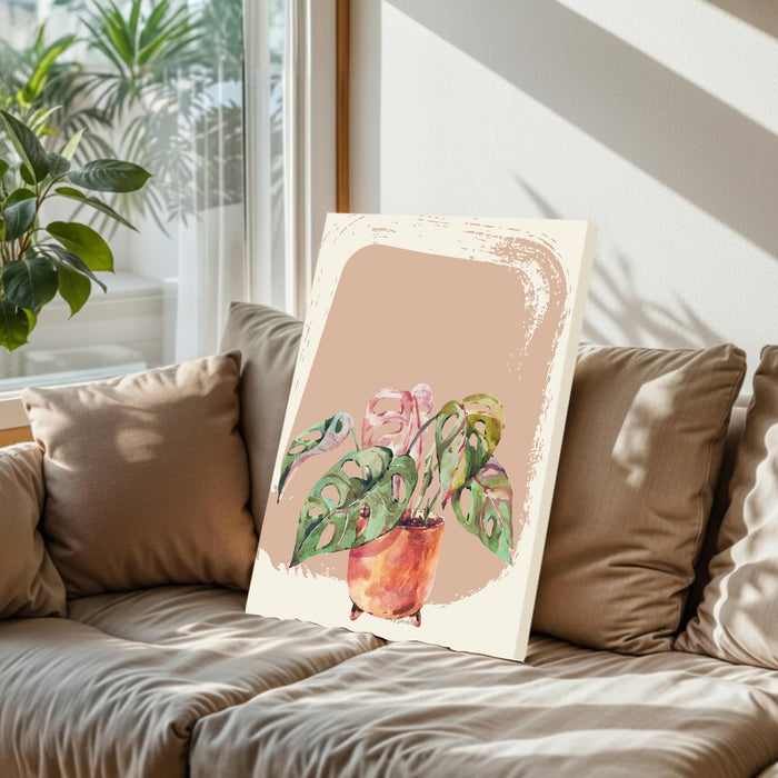 Abstract Botanical Plant Stretched Canvas Wall Art Modern Boho Illustration Painting for Home & Office Wall Decor, (16x22 Inch)