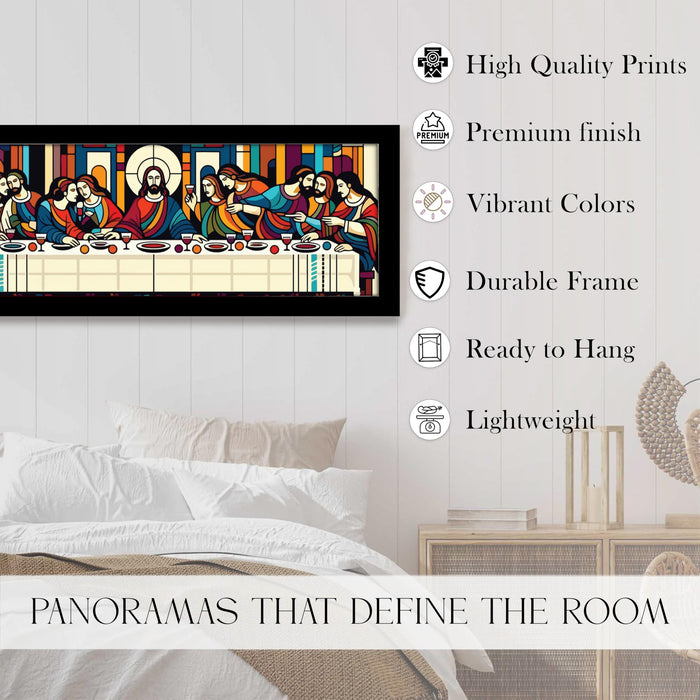Christian Religious Holy Wall Art Framed Luxury Paintings for Home Decoration, Living room, Bedroom and Office Decoration (99x38 CM)