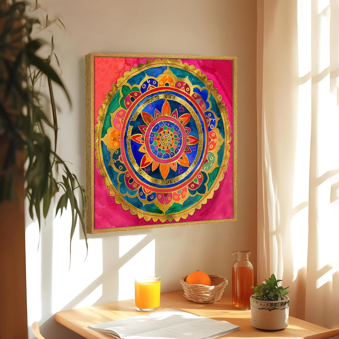 Abstract Canvas Mandala Design Multicolor Wall Art Painting – Gallery Wrap Canvas Wall Décor (56x56 cm)