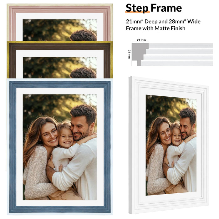 Art Street White Gallery Wall Photo Frame Set with Hexagon Mirror | Modern Collage Timeline Wall Decor for Living Room, Bedroom & Family Memories | Multi Size Frame Set