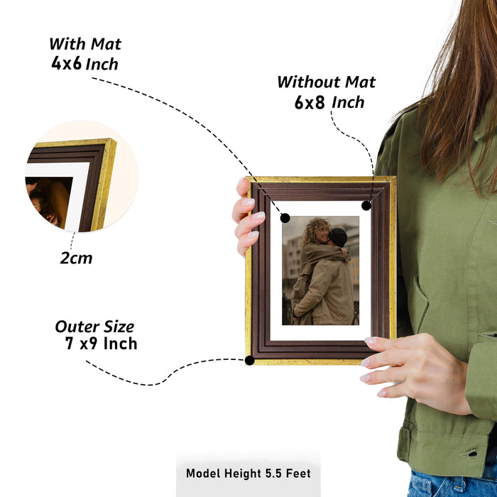 Art Street Luxury Photo Frame for living room, Modern Step Design Photo Frames for Photograph, Art Work, Kids Room Set of 9 (6x8 Inch, Gold)