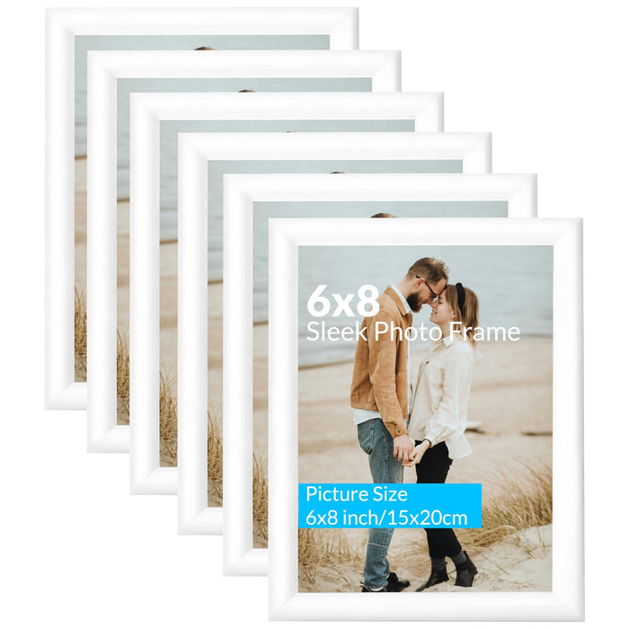 Art Street Picture Photo Frame Set of 6 for Bedroom, Tabletop Frames with Stand, Photo Frames for Couples, Weddings, Home Decor, Portrait or Landscape Display (White,6x8 Inch)