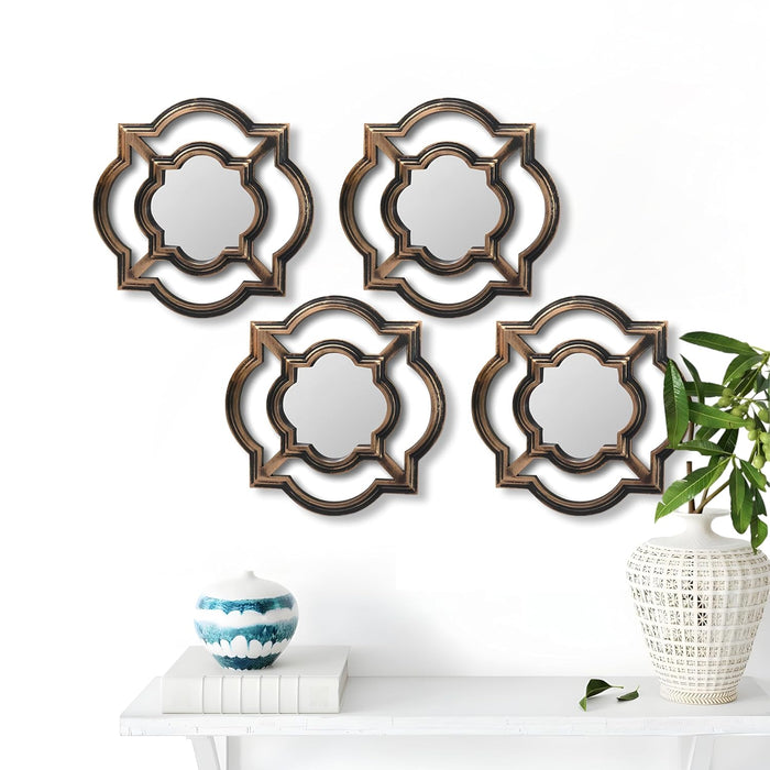 Beautiful Large Mirror Set of 4 for Bathroom, Wall Mirror,Decorative in Round Shape (11 x 11 Inchs)