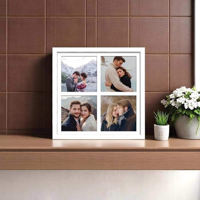 Photo Frame Collage 13x13 cm Photos Display 4 Oppenings Wall Mounting Home Décor Photo-Frame (34x34 cm)