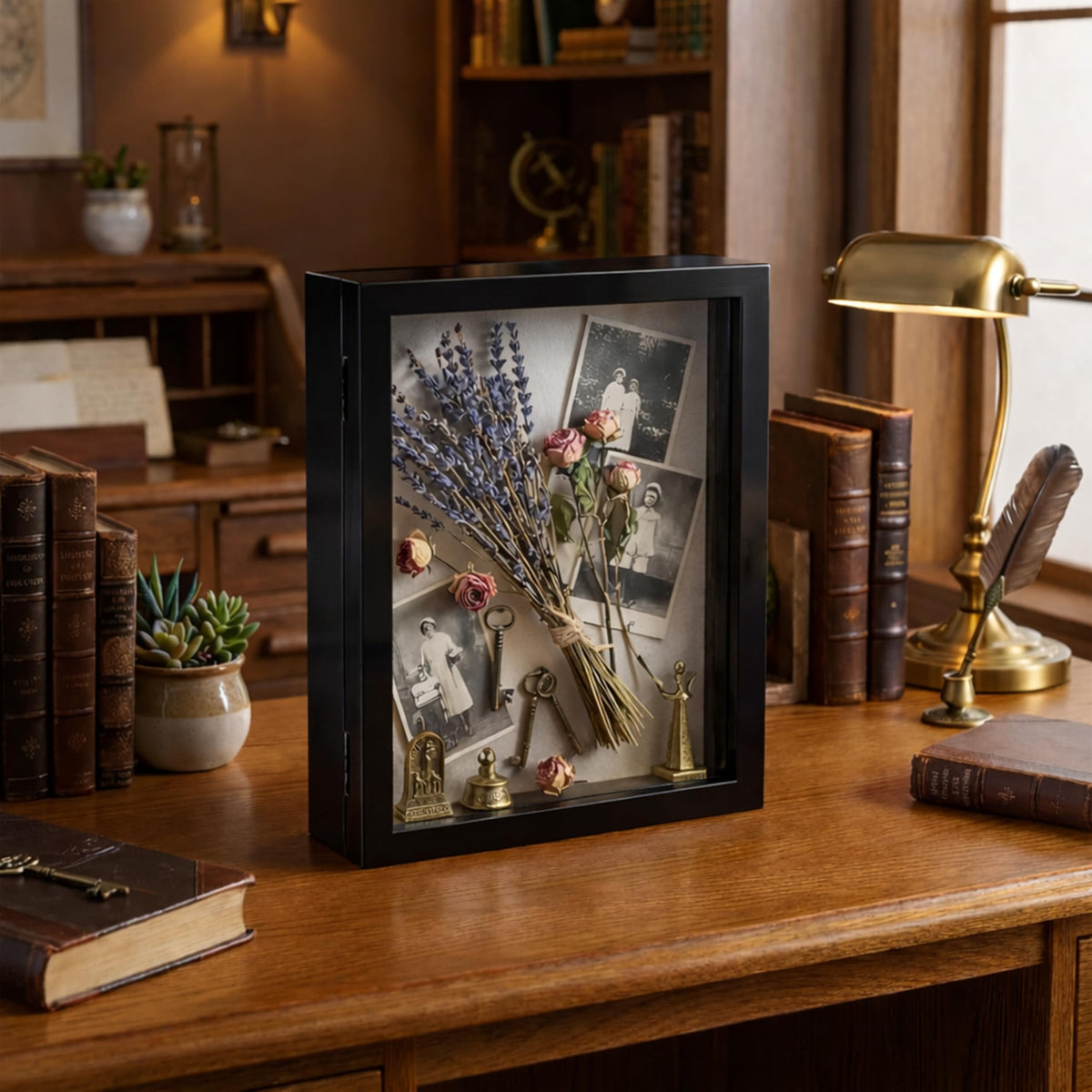 Shadow Box Black Frame Memory Box Display Case for Keepsakes Memorabil ...