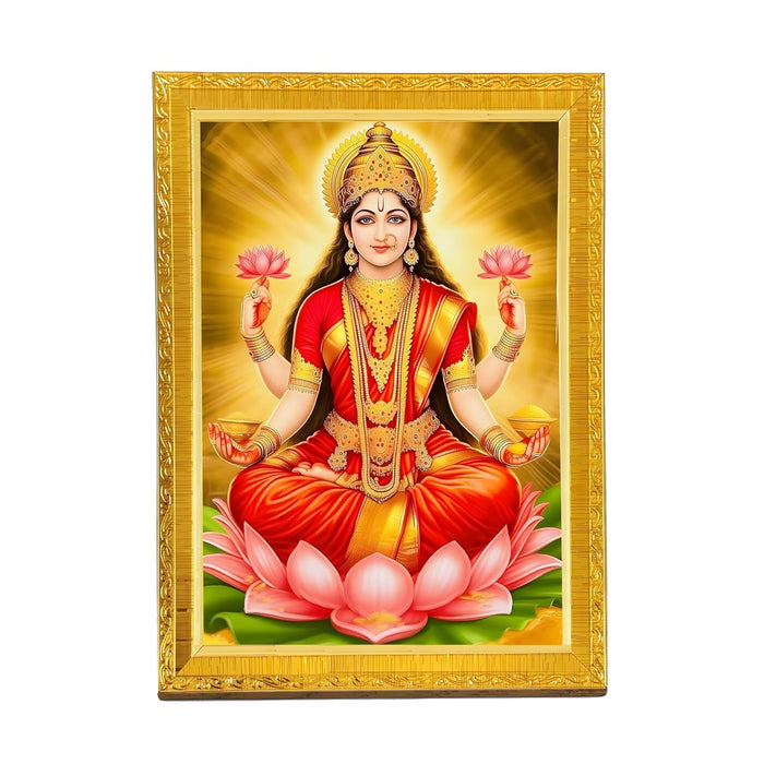 Devi lakshmi Ji Photo Frame for Mandir, Pooja Room | Divine Hindu Deity Wall Art (10x13 Inch)