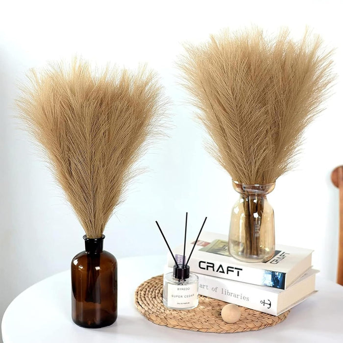 Artificial Pampas Grass for Decoration, Pink Blush Faux, Non-Shedding Feather Grass Pack of 4 | Gradient Pampas Grass | (18 Inch)
