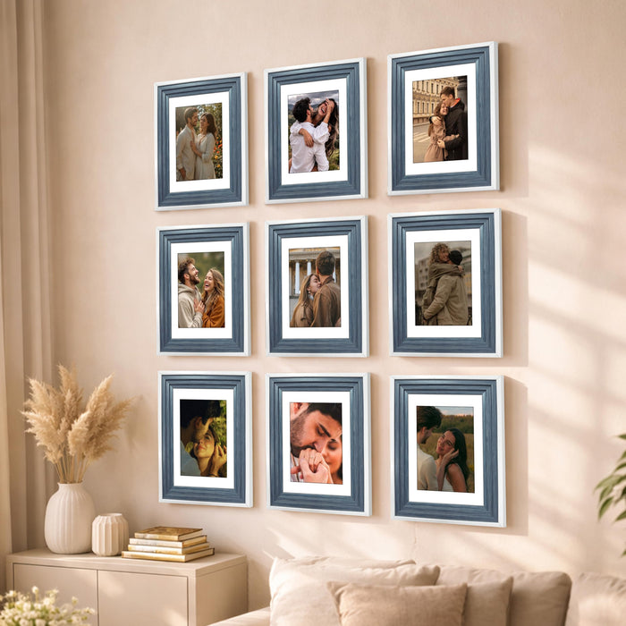 Art Street Premium Photo Frame for living room, Classic Aesthetic Design Photo Frames for Photograph, Art Work, Kids Room Set of 9 (11x14 Inch, Blue)