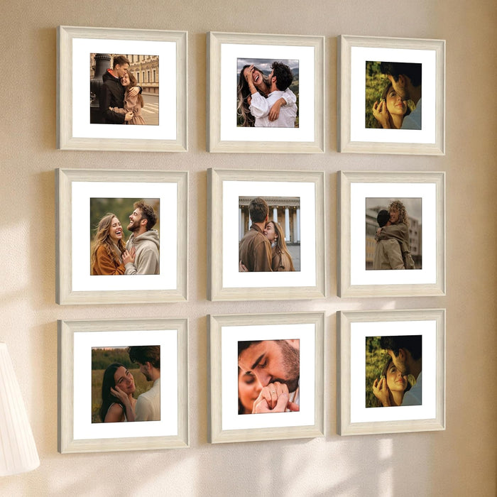 Wooden Cave Design Photo Frame Set of 9 | Black Picture Frames for Photos, Artwork & Certificates | Wall Décor for Living Room & Home (11x14 Inch)