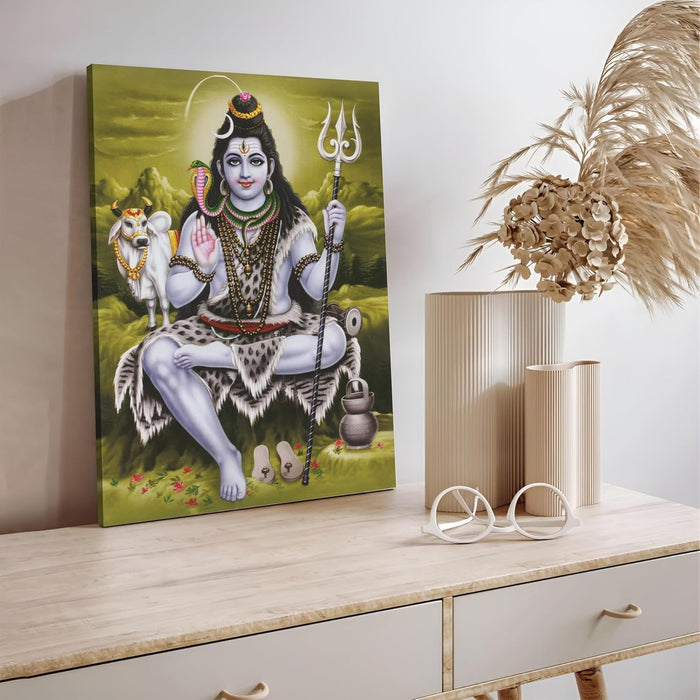 Spiritual Stretched Canvas Pooja room Temple Wall Art Print Painting on Stretched-Canvas (30x41 CM)