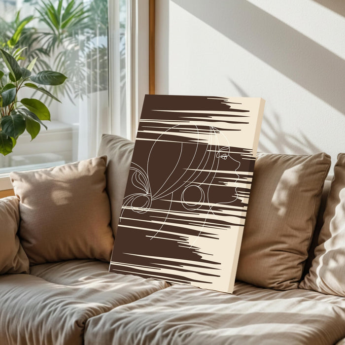 Abstract Women Dark face Pattern Stretched Canvas Wall Art Modern Boho Illustration Painting for Home & Office Wall Decor, (16x22 Inch)