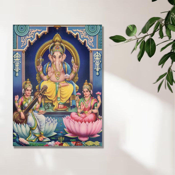 Spiritual Stretched Canvas Pooja room Temple Wall Art Print Painting on Stretched-Canvas (30x41 CM)