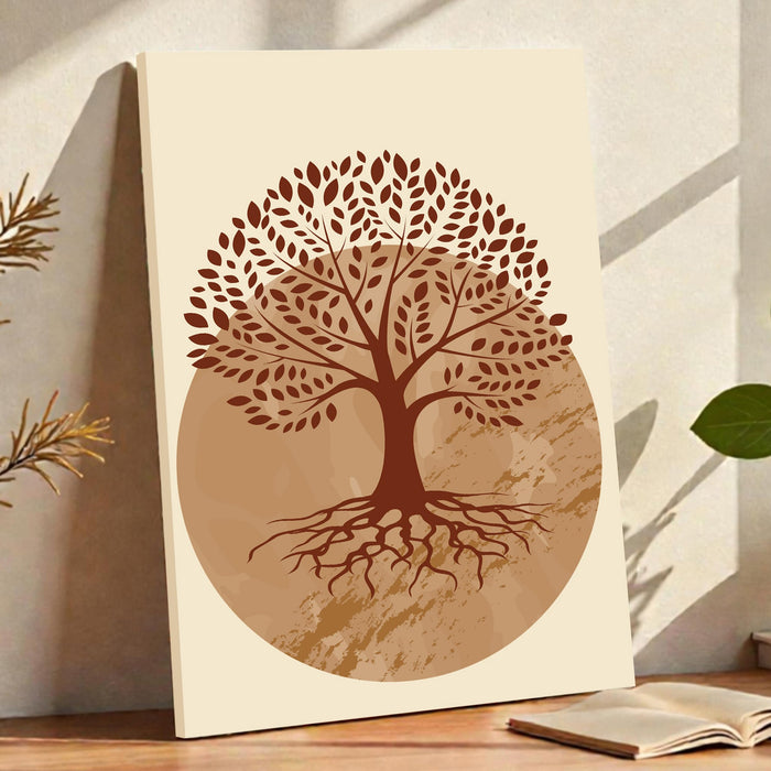Abstract Desert Tree Stretched Canvas Wall Art Modern Boho Illustration Painting for Home & Office Wall Decor, (16x22 Inch)