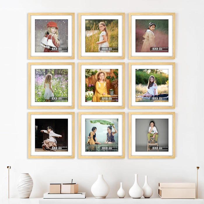 Photo Frames Large Collage Set of 9 Wall Photo Frames for Living Room Decoration (Size-8x8 Inch)