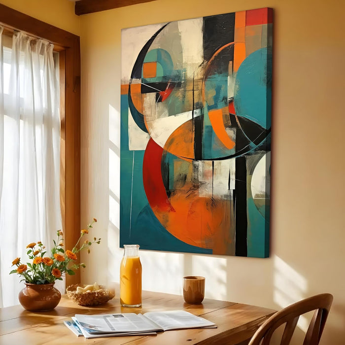 Abstract Stretched Canvas Multicolor Wall Art Painting Geometric Digital Painting ‰ÛÒ 22x34 Inch