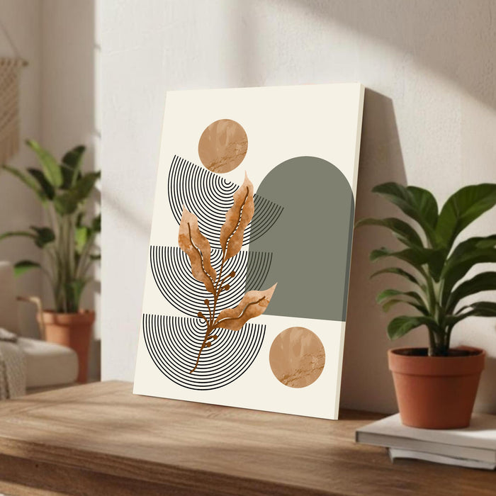 Abstract Leaf Face Stretched Canvas Wall Art Modern Boho Illustration Painting for Home & Office Wall Decor, (16x22 Inch)