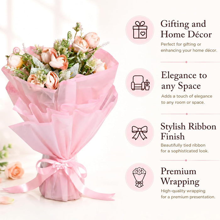 Art Street Artificial Pink Rose Flower Bouquet