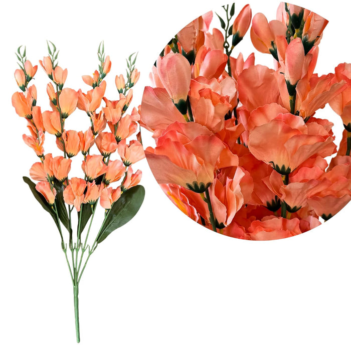 Artificial Gladiolus Flower Bunch for Vase, for Home Décor Table Placement Office Desk (24 Inch, Set of 2, Orange) (Vase Not Included)