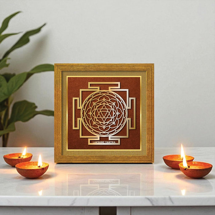 Laxmi Yantra for Vastu | Symbols of Hinduism Laxmi Yantra for Wealth, Good Luck, Charm and Protection for Home, Office | Ideal Spiritual Gift for Women and Housewarming (9x9 Inch)