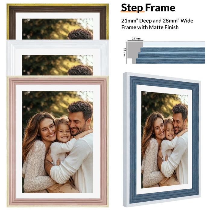 Luxury Photo Frame for living room, Modern Step Design Photo Frames for Photograph, Art Work, Kids Room (4x6 Inch, Blue)