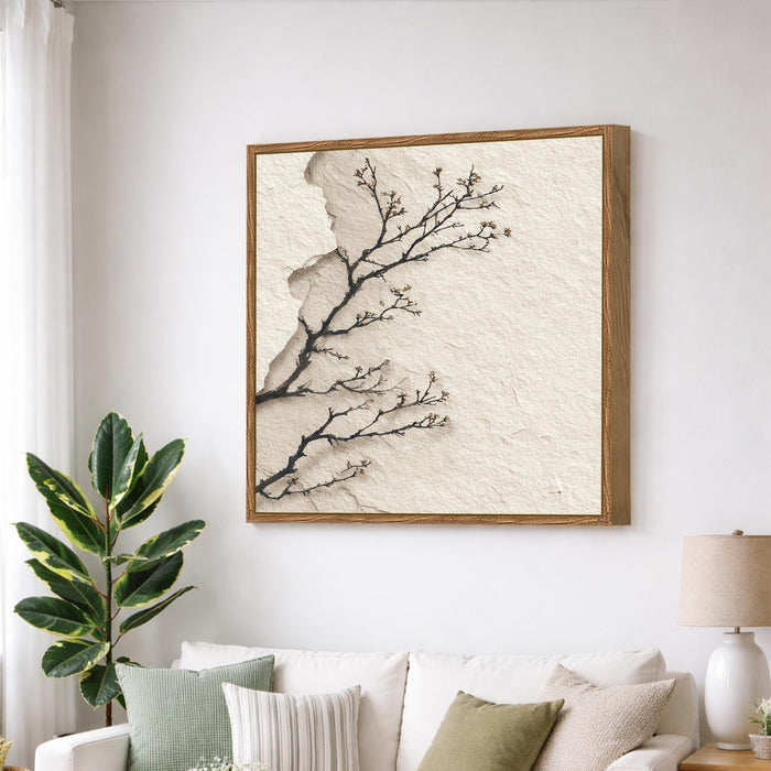 Abstract Branch Framed Painting For Living Room | Floral Branch Large Canvas Painting With Frame Wall Art For Bedroom, Hallway's, Office, Hotel, Size 58x58 cm
