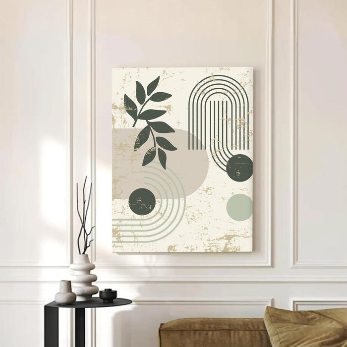 Abstract botanical Rainbow leaves Stretched Canvas Wall Art Modern Boho Illustration Painting for Home & Office Wall Decor, (16x22 Inch)
