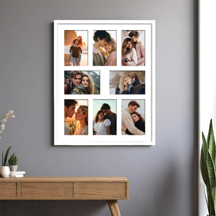 Photo Frame Collage 10x15 cm Photos Display 8 Openings Wall Mounting Home Décor Photo-Frame (44x54 cm)