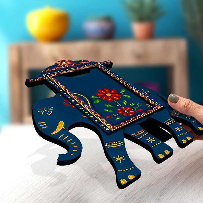 Elephant Photo Frame Handcrafted Indian MDF Decorative Tabletop Frame Ethnic Rajasthani Handpainted Wooden Elephant Photo Frames 18x22 cm