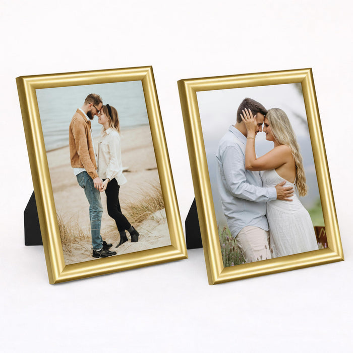 Art Street Picture Table Photo Frame Set of 2 for Bedroom, Tabletop Frames with Stand, Modern Farmhouse Photo Frames for Couples, Weddings, Home Decor, Portrait or Landscape Display (Golden,5x7 Inch)