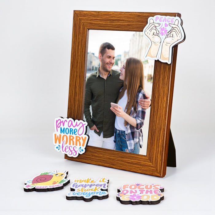 Art Street Table Photo Frame with MDF Magnet Sticker | Magnetic Message Sticker Couple Photo Frame for Valentine day, Anniversary Gift (4x6 Inch)