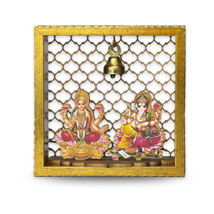 Art Street Pooja Mandir with Ganesh & Lakshmi Statue Wall Hanging For Home & Office Decor Engineered Wood Home Temple for Home, Office, Bedroom, Living Room, Dining Room, Kitchen, Bathroom, Hallway