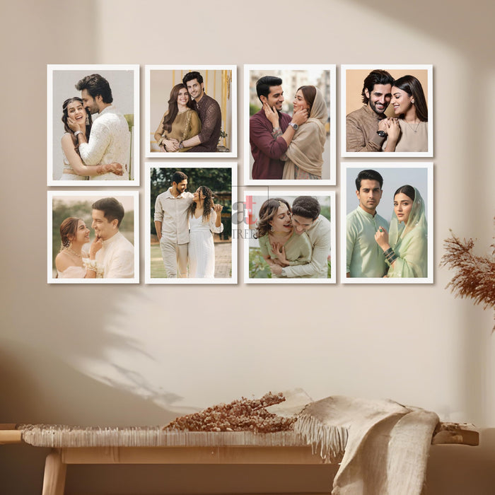 Art Street Photo Frame Set of 8 White Wall Decor Collage Display Hanging Family Picture Frames Gallery Collection Decor Items Wall Mount Frames Birthday Anniversary Gift, 8x8 and 8x12 In