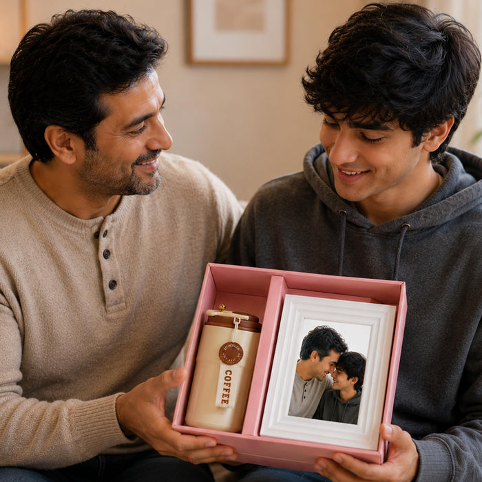 Art Street Rakshabandhan Gift Hamper Set for Brother | Premium Coffee Tumbler with Lid, 4x6 Inch Photo Frame & Reusable Acrylic Daily Planner with Marker