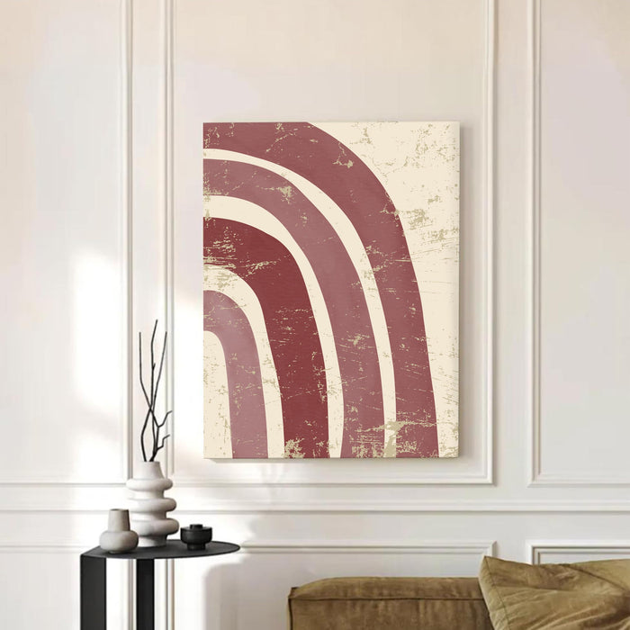 Abstract Marron Rainbow Stretched Canvas Wall Art Modern Boho Illustration Painting for Home & Office Wall Decor, (16x22 Inch)