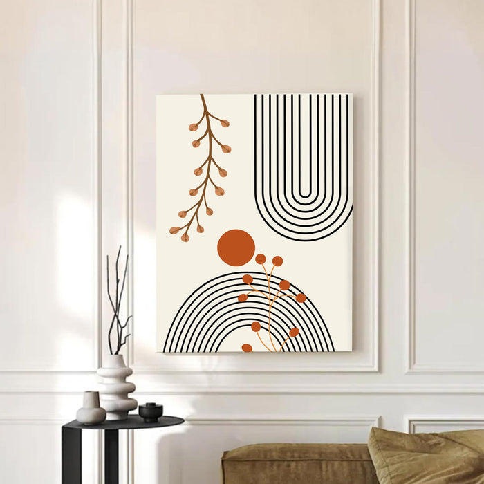 Abstract Rainbow Leaf Stretched Canvas Wall Art Modern Boho Illustration Painting for Home & Office Wall Decor, (16x22 Inch)