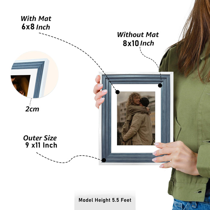 Art Street Luxury Photo Frame for living room, Modern Step Design Photo Frames for Photograph, Art Work, Kids Room Set of 9 (8x10 Inch, Blue)