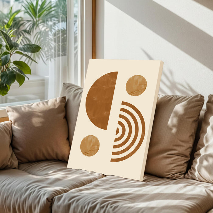 Abstract Rainbow sun pattern Stretched Canvas Wall Art Modern Boho Illustration Painting for Home & Office Wall Decor, (16x22 Inch)