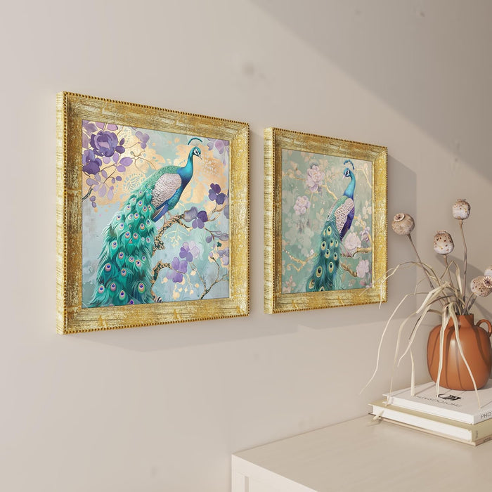 Lotus Floral Pattern Wall Art Prints, Elegant Lotus Designs (15x15 Inch)