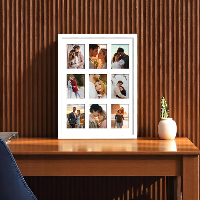 Photo Frame Collage 7x10 cm Photos Display 9 Openings Wall Mounting Home Décor, Photo-Frame (34x44 cm)