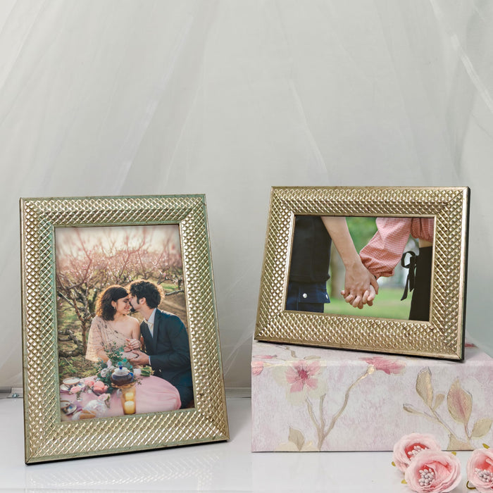 Photo Frame for Table Set of 2, Plexi Glass, Engineered Wood Photo Frame (Silver, Size- 4x6 & 5x7 Inch)