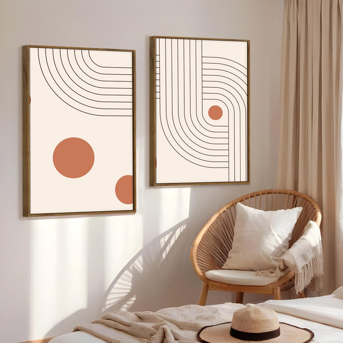Boho Geometric Abstract Canvas Wall Painting Bohemian Large Wall Art Painting for Living Room Decoration, Stylish Large Wall Art Print for Wall Decor (Set of 2, 58x89 cm)