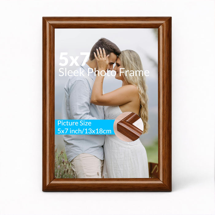 Art Street Picture Table Photo Frame Set of 2 for Bedroom, Tabletop Frames with Stand, Modern Farmhouse Photo Frames for Couples, Weddings, Home Decor, Portrait or Landscape Display (Brown,5x7 Inch)