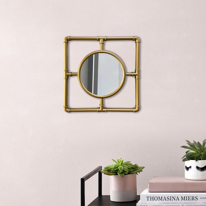 Art Street Arianda Square Wall Mirror for Home Decor Square Shape Golden Decorative Wall Mirror for Living Room Decoration (Size - 10 X 10 Inchs)